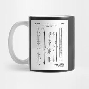 Skiing Skis Patent - Skier Ski Lodge Chalet Art - White Mug